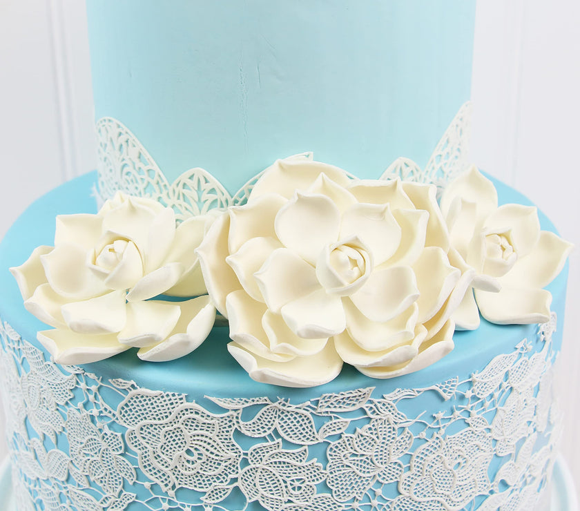 Global Sugar Art Succulent Parva Sugar Cake Flowers, White Assortment, 3 Count by Chef Alan Tetreault
