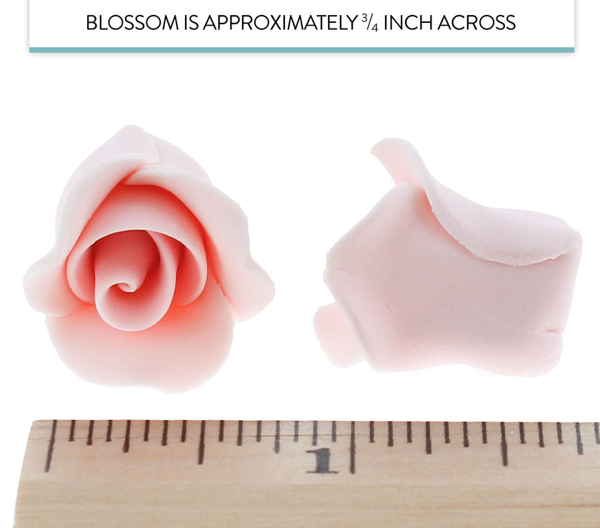 Tiny Rose Sugar Flowers, Edible Cupcake Toppers, Extra Small, by Global Sugar Art, Pink