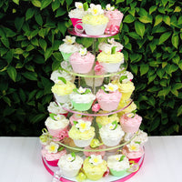 Tropical Flower Kit with Leaves, Gum Paste Frangipani Plumeria Cake Flowers, 36 Count Set, by Global Sugar Art