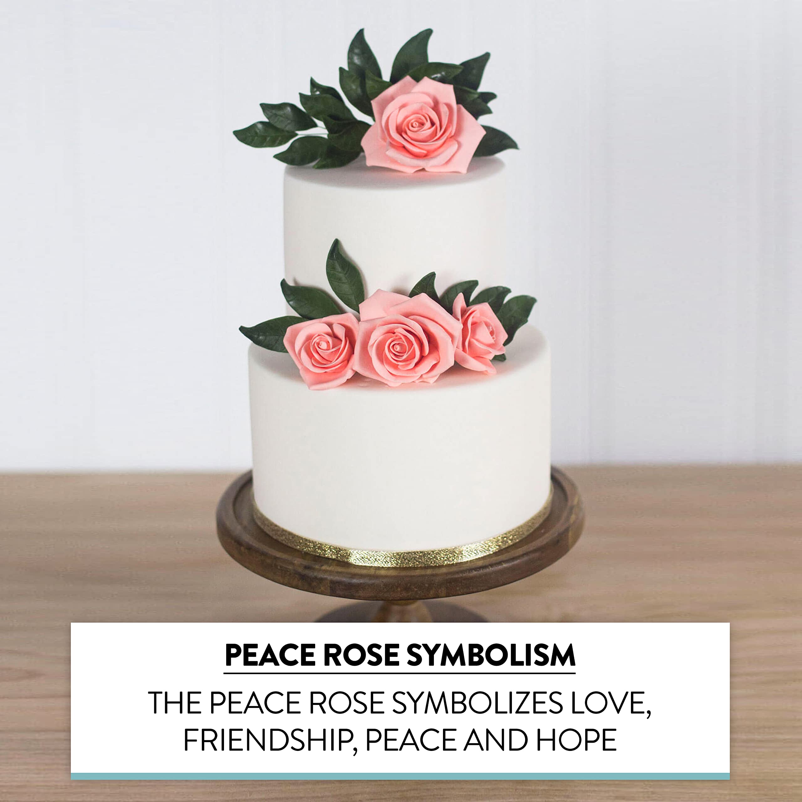 Peace Rose Sugar Flowers with Leaves, Cake Decorating Kit, by Global Sugar Art, Medium, Apricot