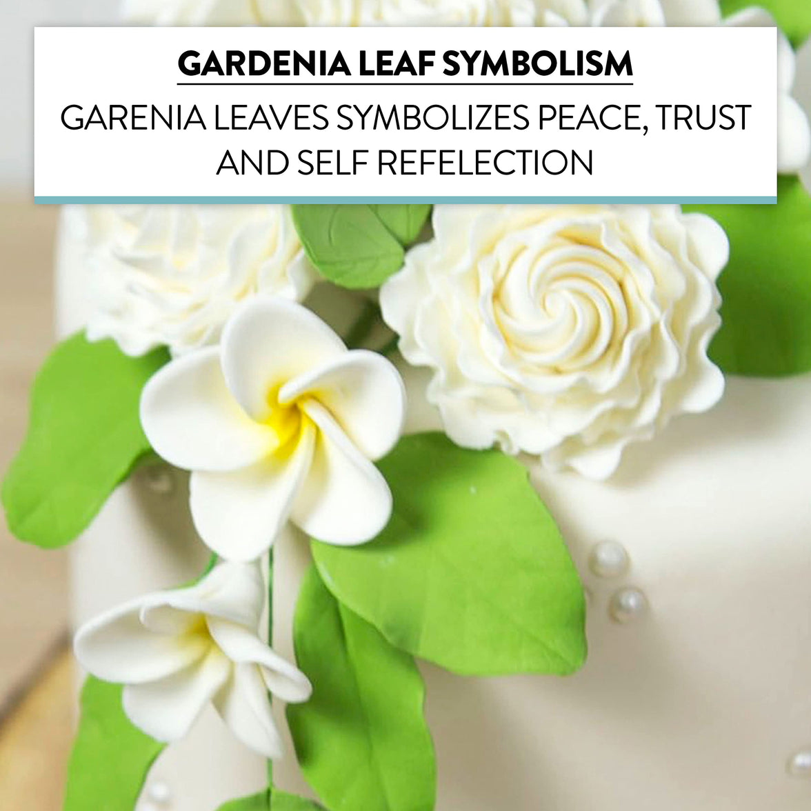 Light Green Gardenia Leaf Spray Cake Decoration by Chef Alan Tetreault, Global Sugar Art, 4 Count