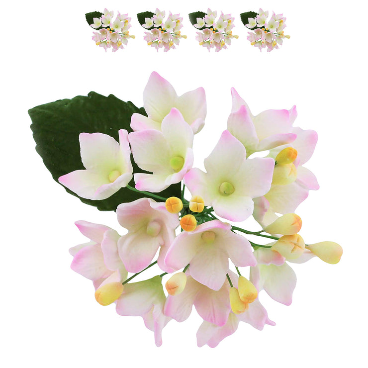Hydrangea Blossoms Sprays, Sugar Cake Flowers by Global Sugar Art, 4 Count, Pink