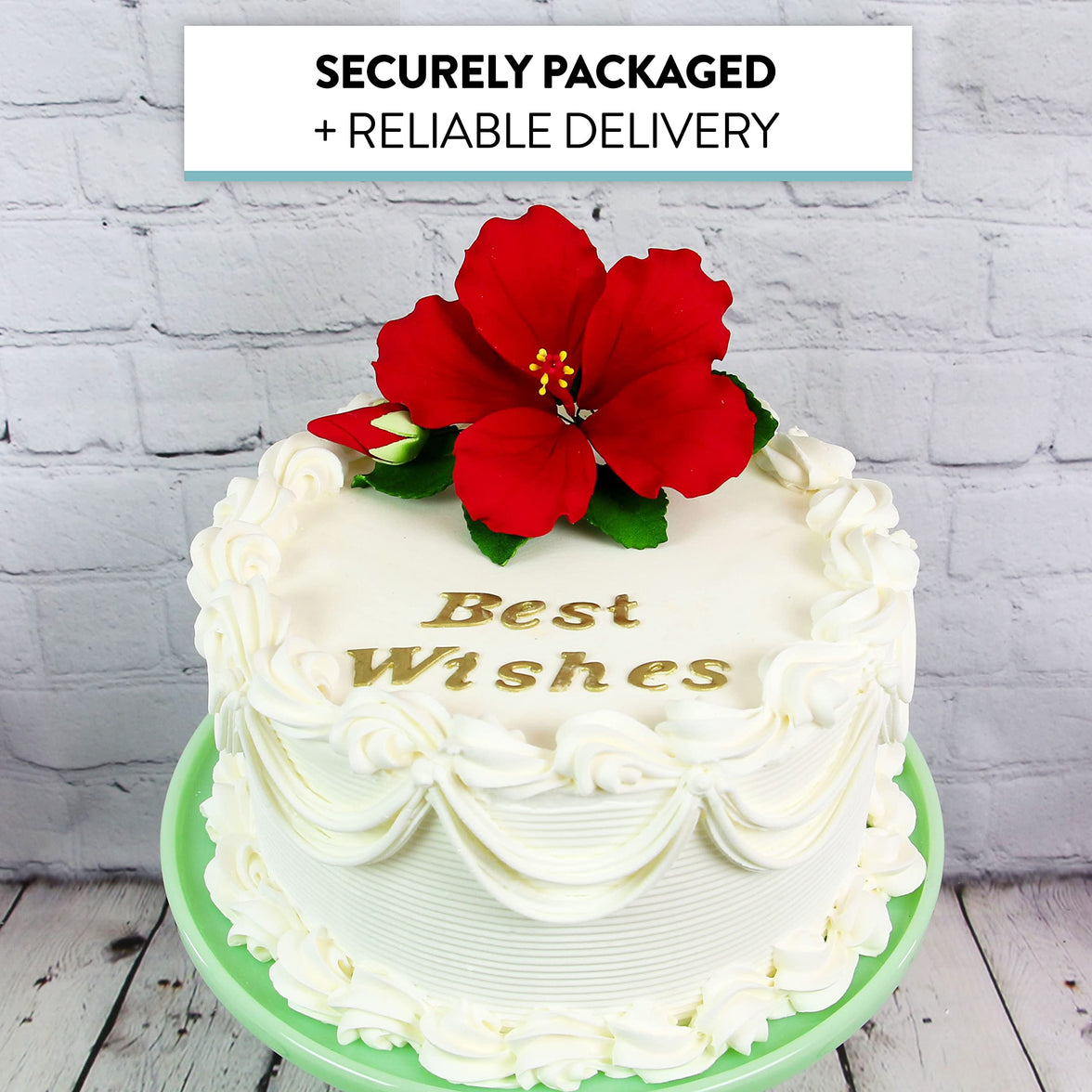 Tropical Hibiscus Sugar Cake Flower Spray by Global Sugar Art, Red