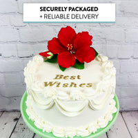 Tropical Hibiscus Sugar Cake Flower Spray by Global Sugar Art, Red