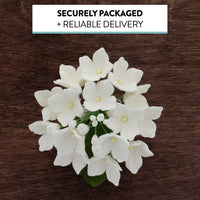 Hydrangea Blossoms Sprays, Sugar Cake Flowers by Global Sugar Art, 4 Count, White