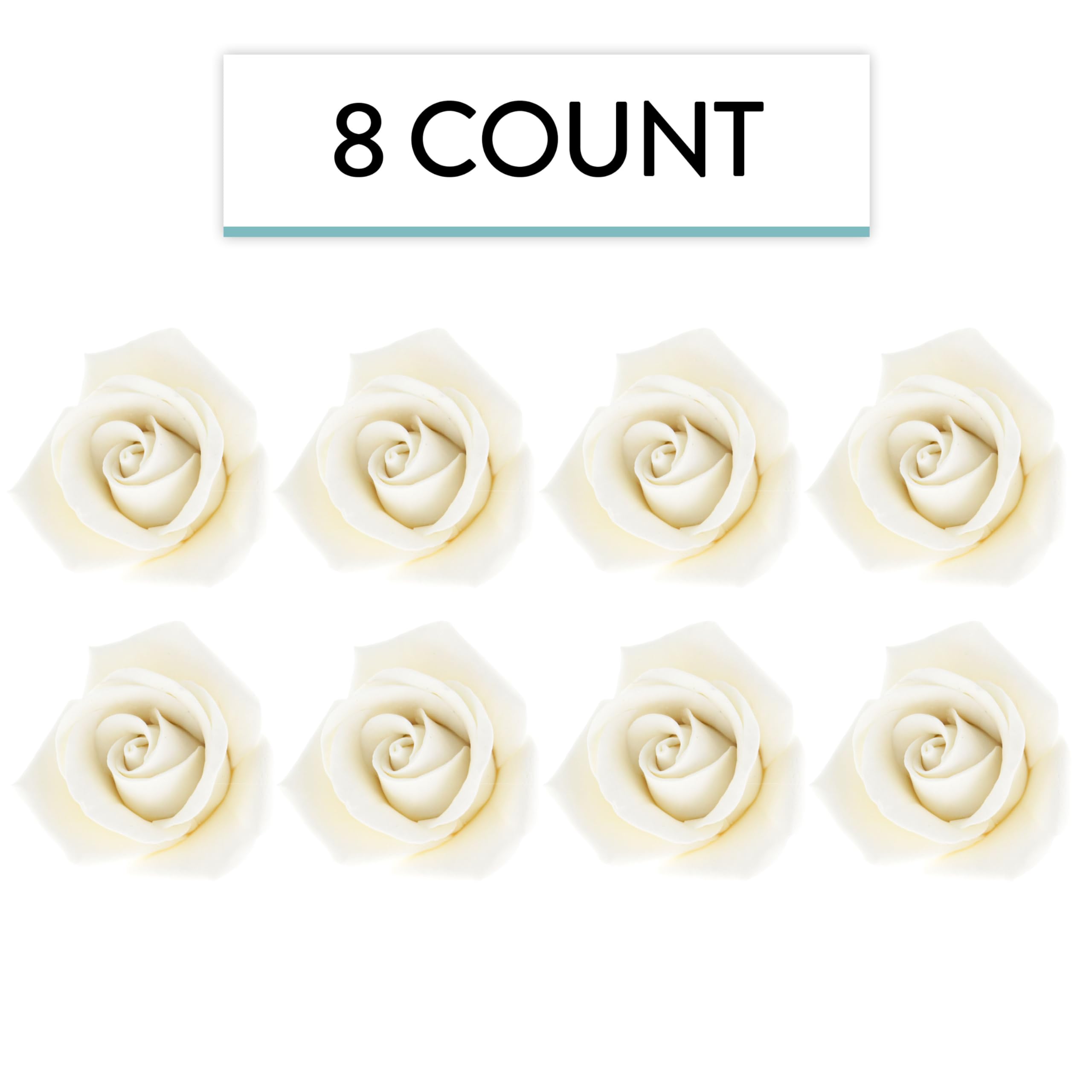 Peace Rose Sugar Flowers for Cake Decorating, by Global Sugar Art, Medium, White