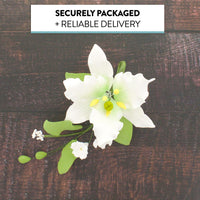 Sugar Lilies, Lily Flower Sprays, Cake Toppers by Global Sugar Art, White Casablanca Easter Lily Spray