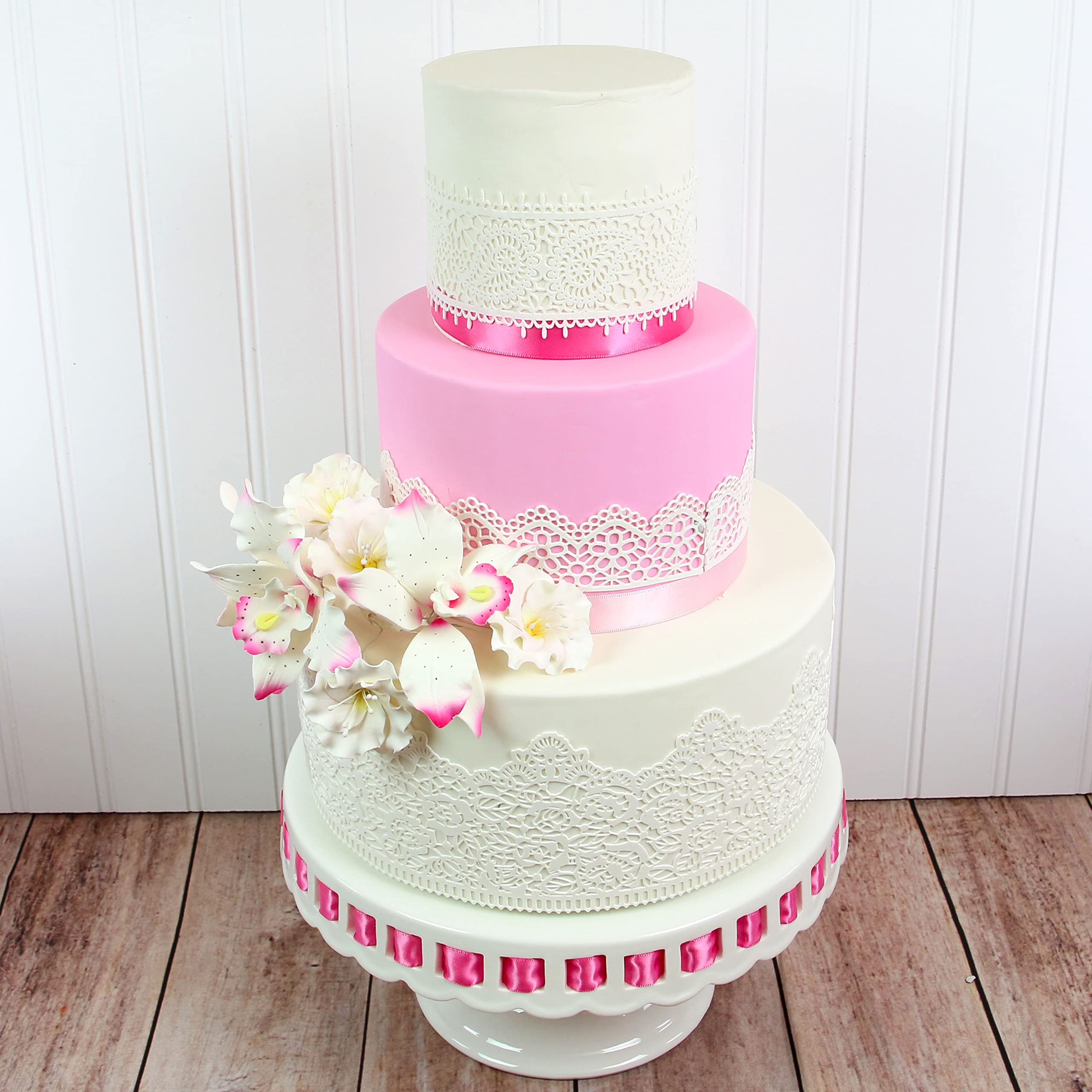 Orchid Sugar Cake Flowers, Brassavola Style Orchids, by Global Sugar Art, 3 Count, Pink