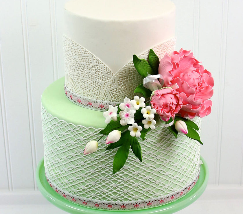 Premium Peony Sprays for Cake Decorating by Global Sugar Art, Pink Closed