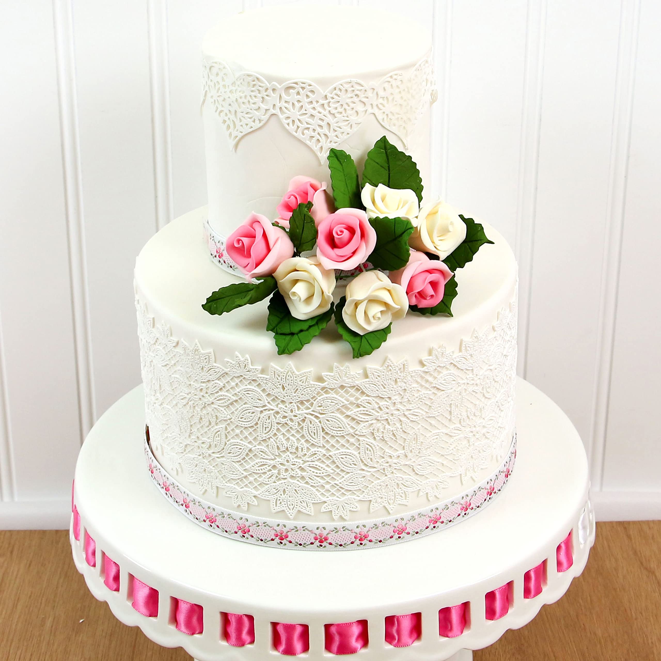 Shrub Rose Sugar Flowers for Cakes, by Global Sugar Art, Small, Pink