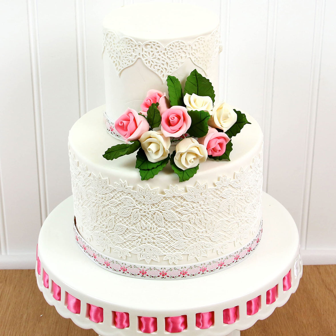 Shrub Rose Sugar Flowers for Cakes, by Global Sugar Art, Small, Pink