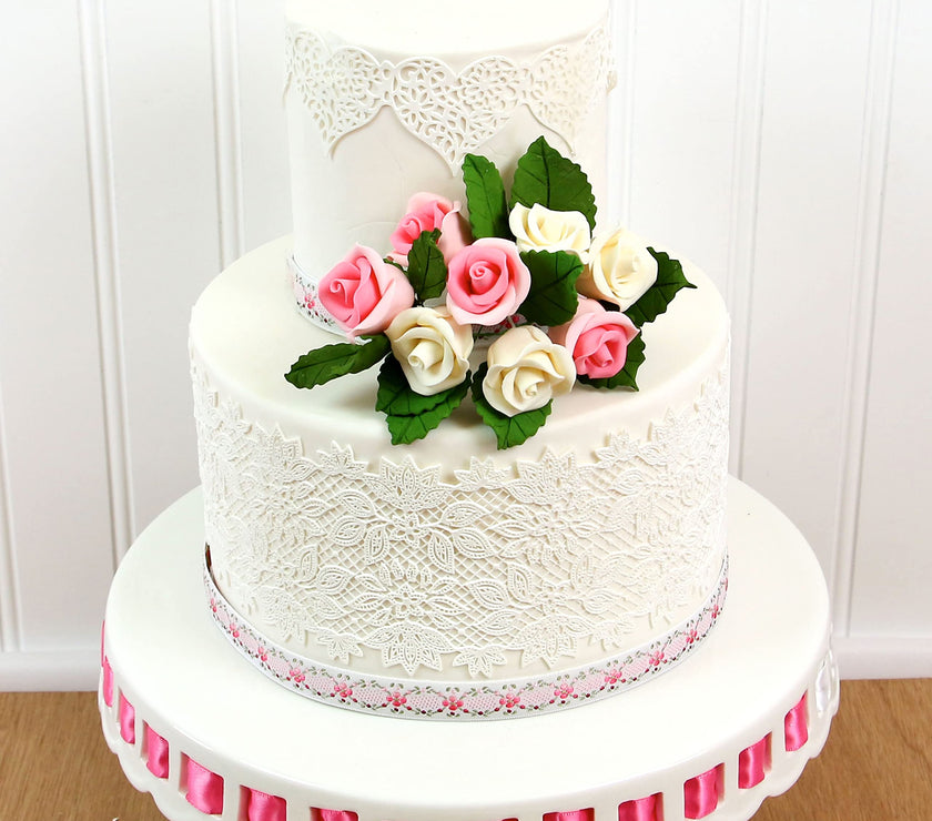 Shrub Rose Sugar Flowers for Cakes, by Global Sugar Art, Small, Pink