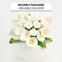 Wedding Cake Topper, White Calla Lily and Blossom Bouquet, by Global Sugar Art