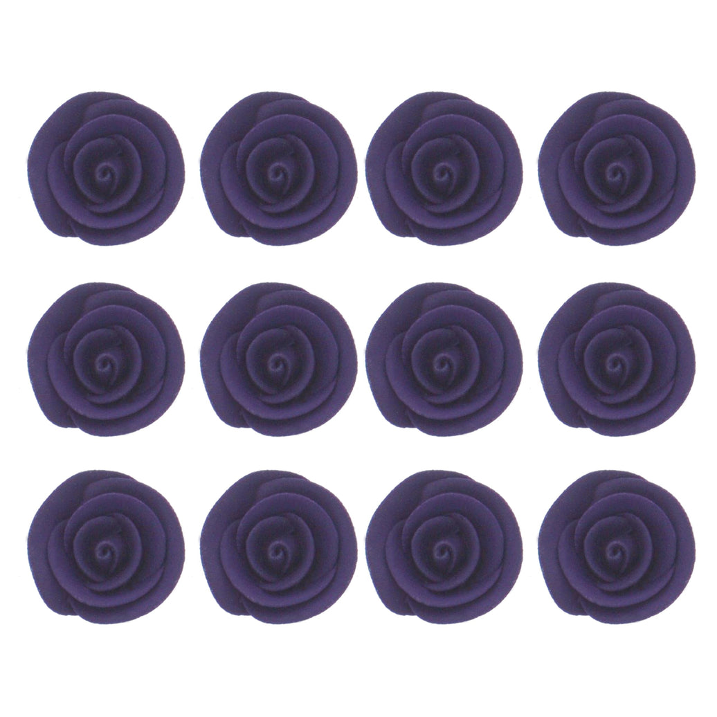Premium Edible Roses for Cakes and Cupcakes, Sweet Royal Icing Roses, by Global Sugar Art, Deep Violet