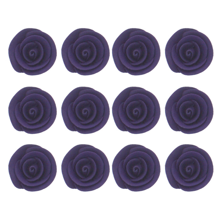 Premium Edible Roses for Cakes and Cupcakes, Sweet Royal Icing Roses, by Global Sugar Art, Deep Violet