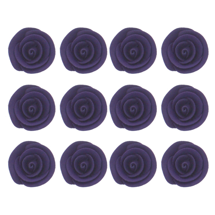 Premium Edible Roses for Cakes and Cupcakes, Sweet Royal Icing Roses, by Global Sugar Art, Deep Violet