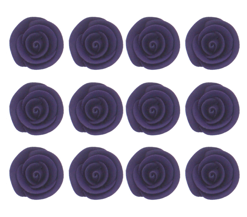 Premium Edible Roses for Cakes and Cupcakes, Sweet Royal Icing Roses, by Global Sugar Art, Deep Violet