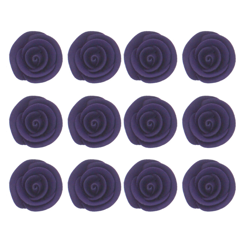 Premium Edible Roses for Cakes and Cupcakes, Sweet Royal Icing Roses, by Global Sugar Art, Deep Violet
