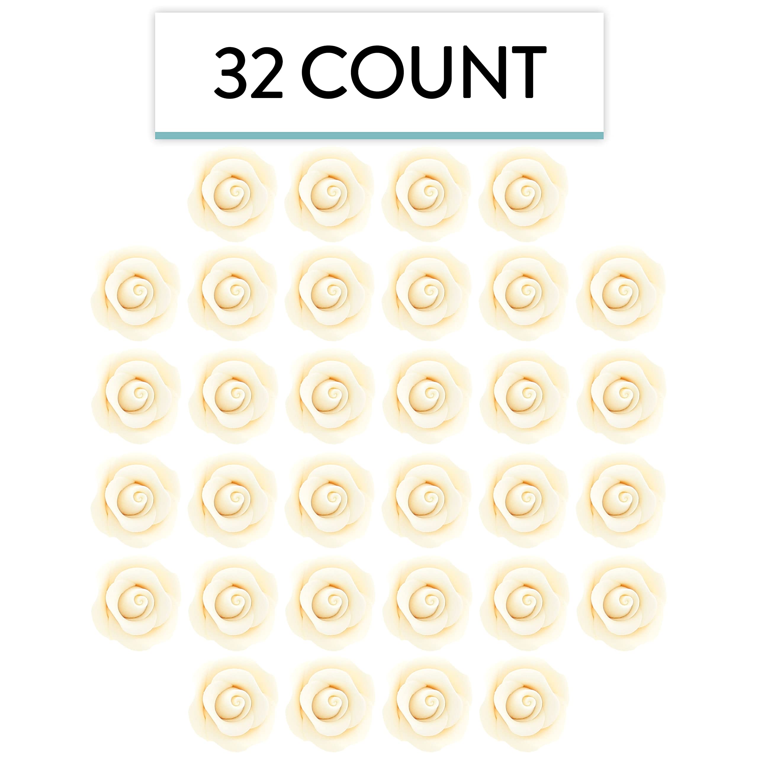 Shrub Rose Sugar Flowers for Cakes, by Global Sugar Art, Small, White