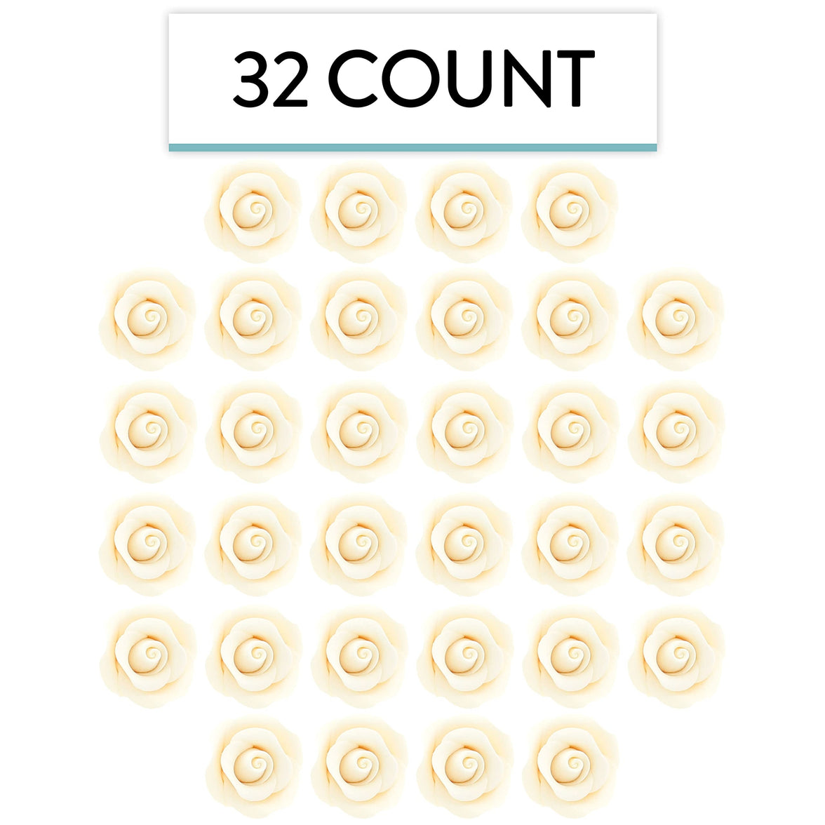 Shrub Rose Sugar Flowers for Cakes, by Global Sugar Art, Small, White