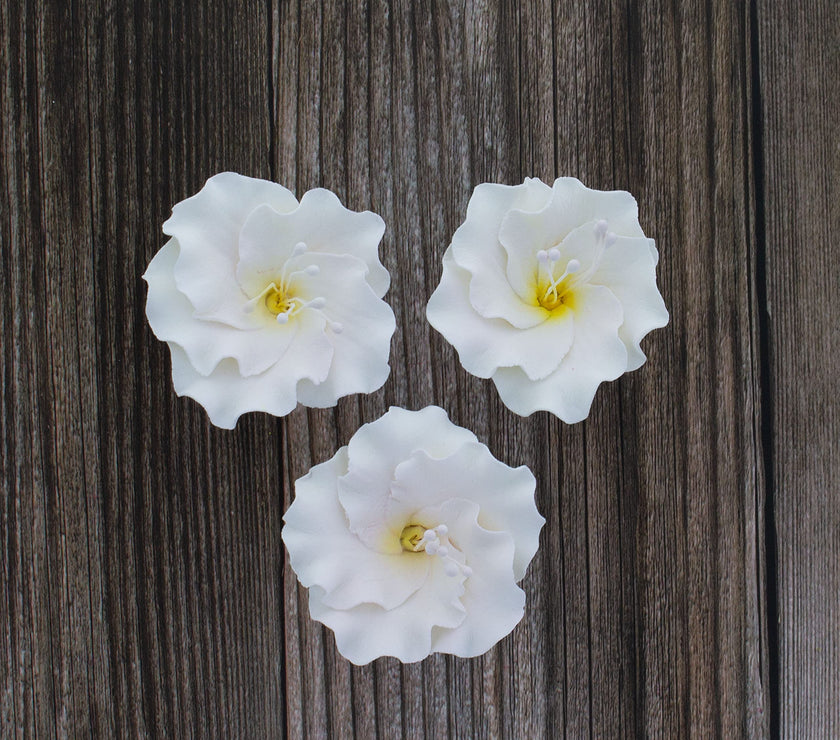 Azalea Sugar Flowers for Cake Decorating, by Global Sugar Art, White