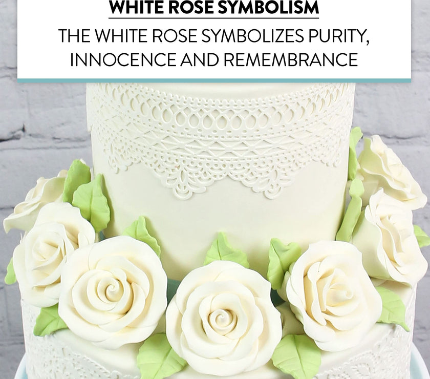 Deluxe White Roses for Cake Decorating, Premium Unwired Sugar Flowers by Global Sugar Art, White, Large