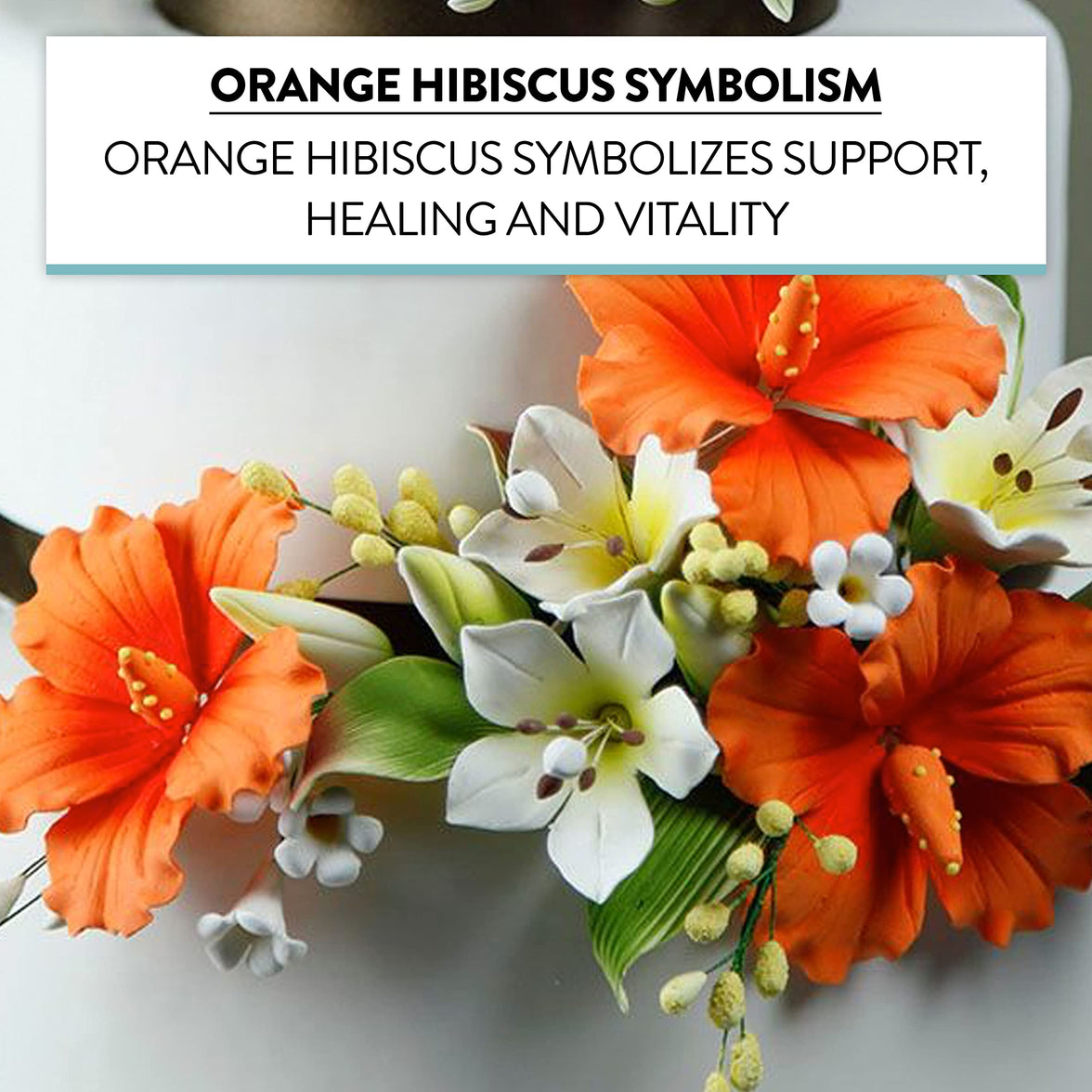 Hibiscus Sugar Cake Flowers, Orange Tropical Sugar Flowers, by Global Sugar Art