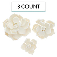 Global Sugar Art Succulent Parva Sugar Cake Flowers, White Assortment, 3 Count by Chef Alan Tetreault