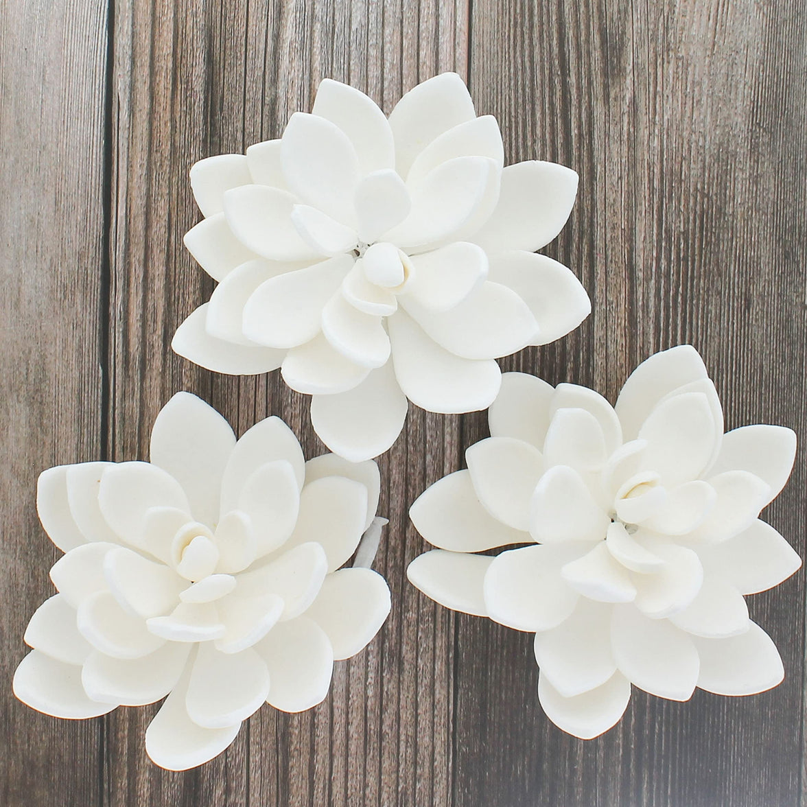 Global Sugar Art Succulent Opalina Sugar Cake Flowers White with Wire, 3 Count by Chef Alan Tetreault