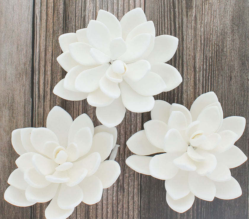 Global Sugar Art Succulent Opalina Sugar Cake Flowers White with Wire, 3 Count by Chef Alan Tetreault