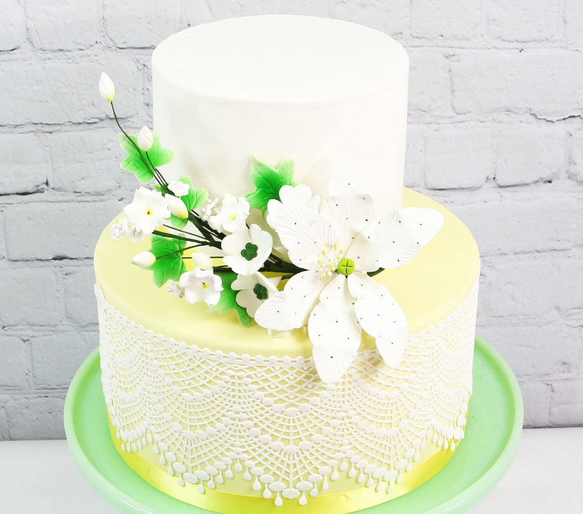 Sugar Lilies, Lily Flower Sprays, Cake Toppers by Global Sugar Art, White Speckled Easter Lily Spray