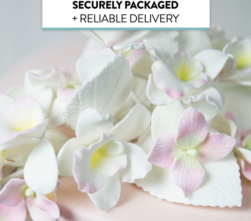 Hydrangea Leaves, Gum Paste Cake Decorations by Global Sugar Art, White, Multiple Sizes