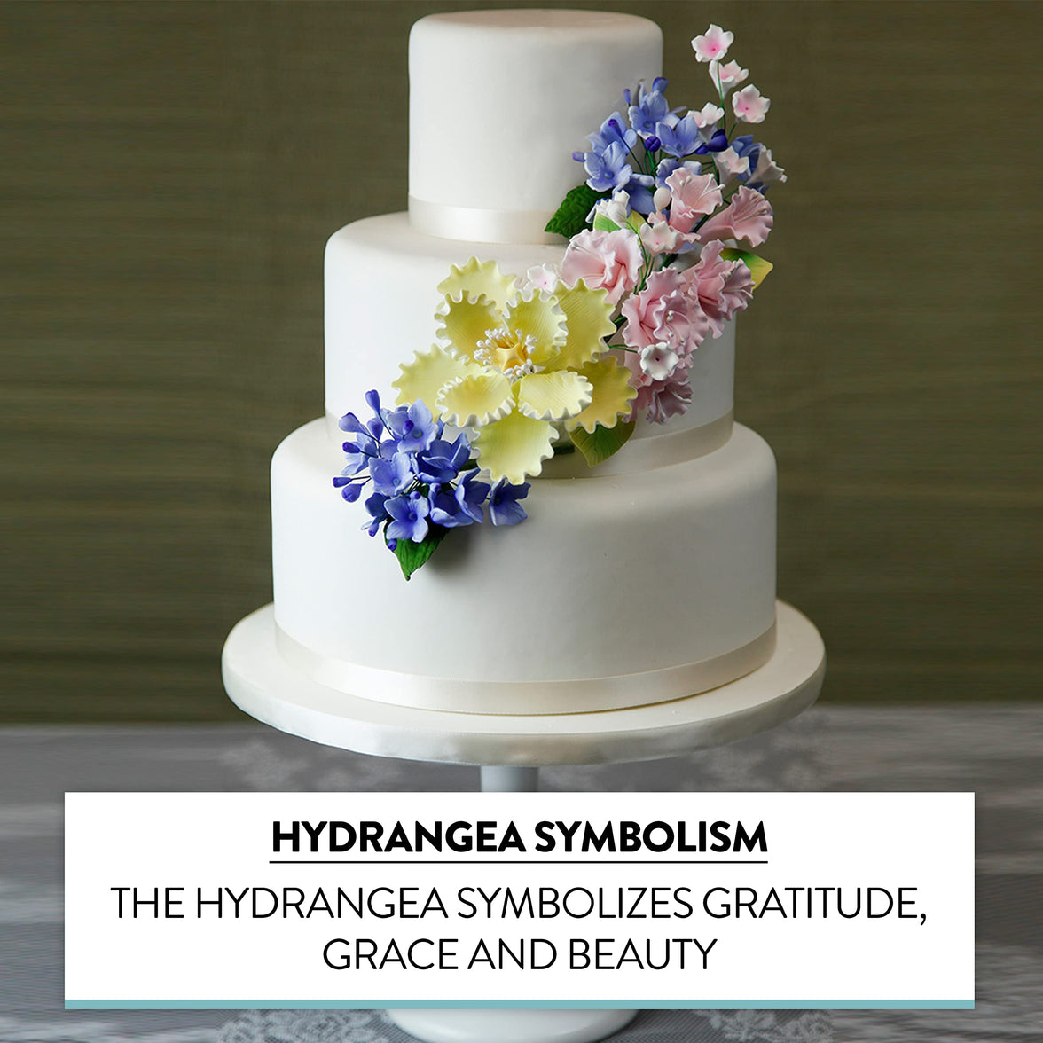 Hydrangea Blossoms Sprays, Sugar Cake Flowers by Global Sugar Art, 4 Count, Blue