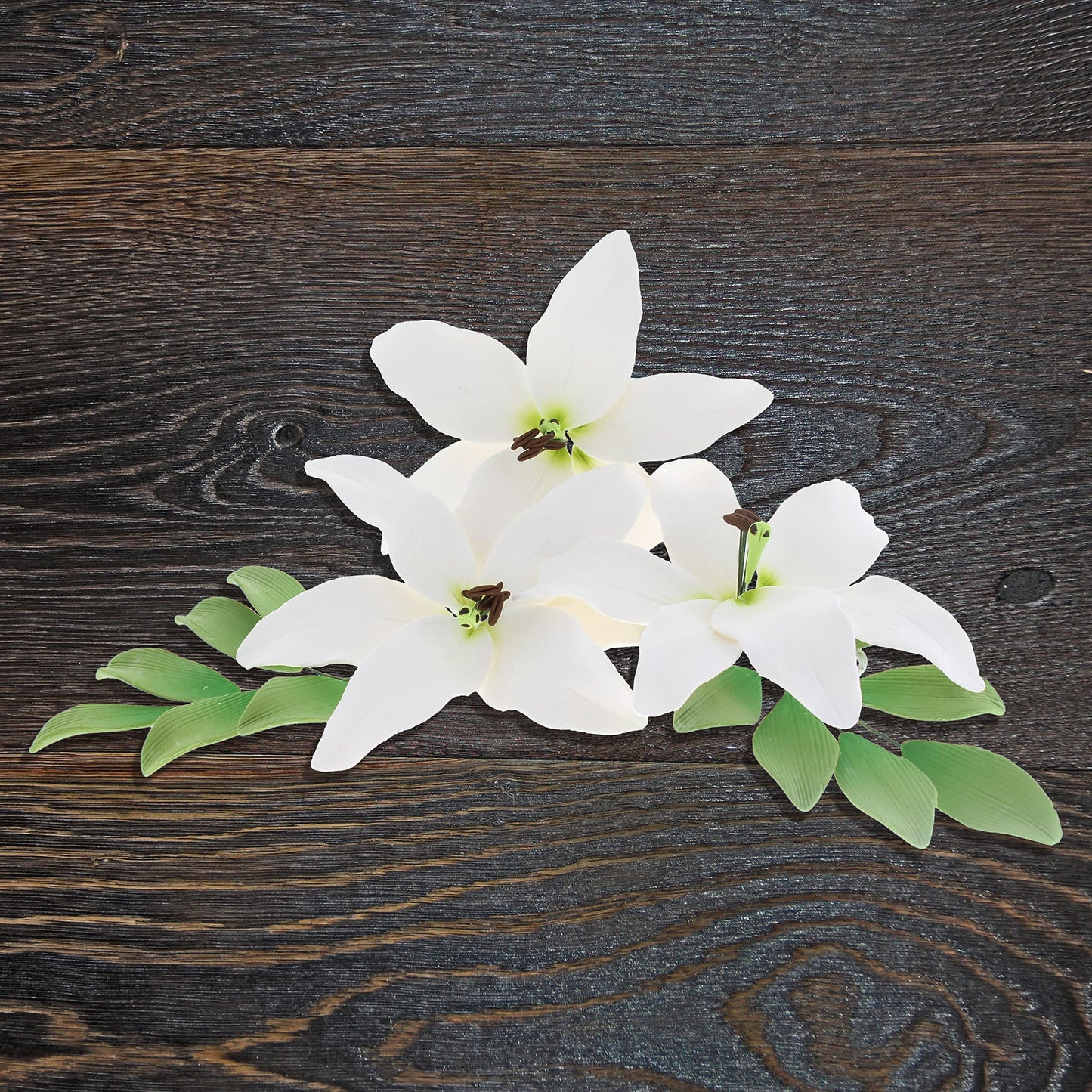 White Longiflorum Lily with Leaves Kit, 3 Count