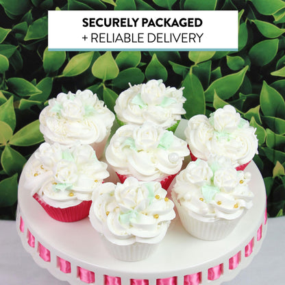 Tiny White Rose Toppers, Assorted Sizes, 24 Count
