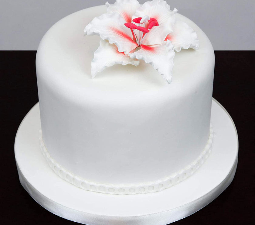 Rubrum Lily Cake Topper, Sugar Flower Lilies by Global Sugar Art, Red and White, 3 Count