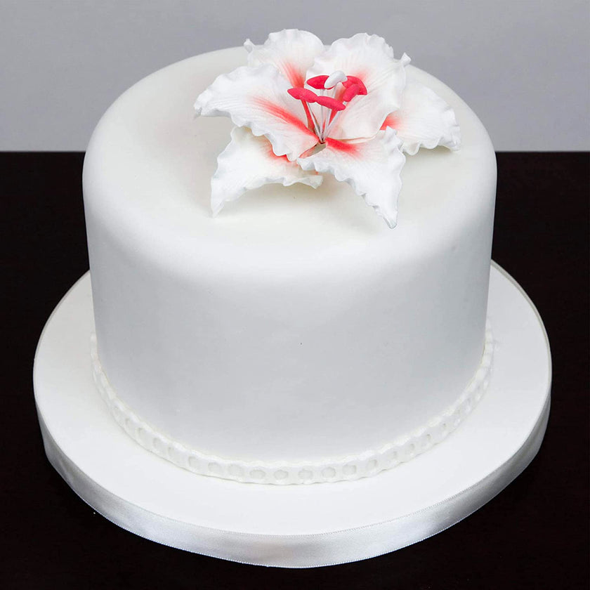 Rubrum Lily Cake Topper, Sugar Flower Lilies by Global Sugar Art, Red and White, 3 Count