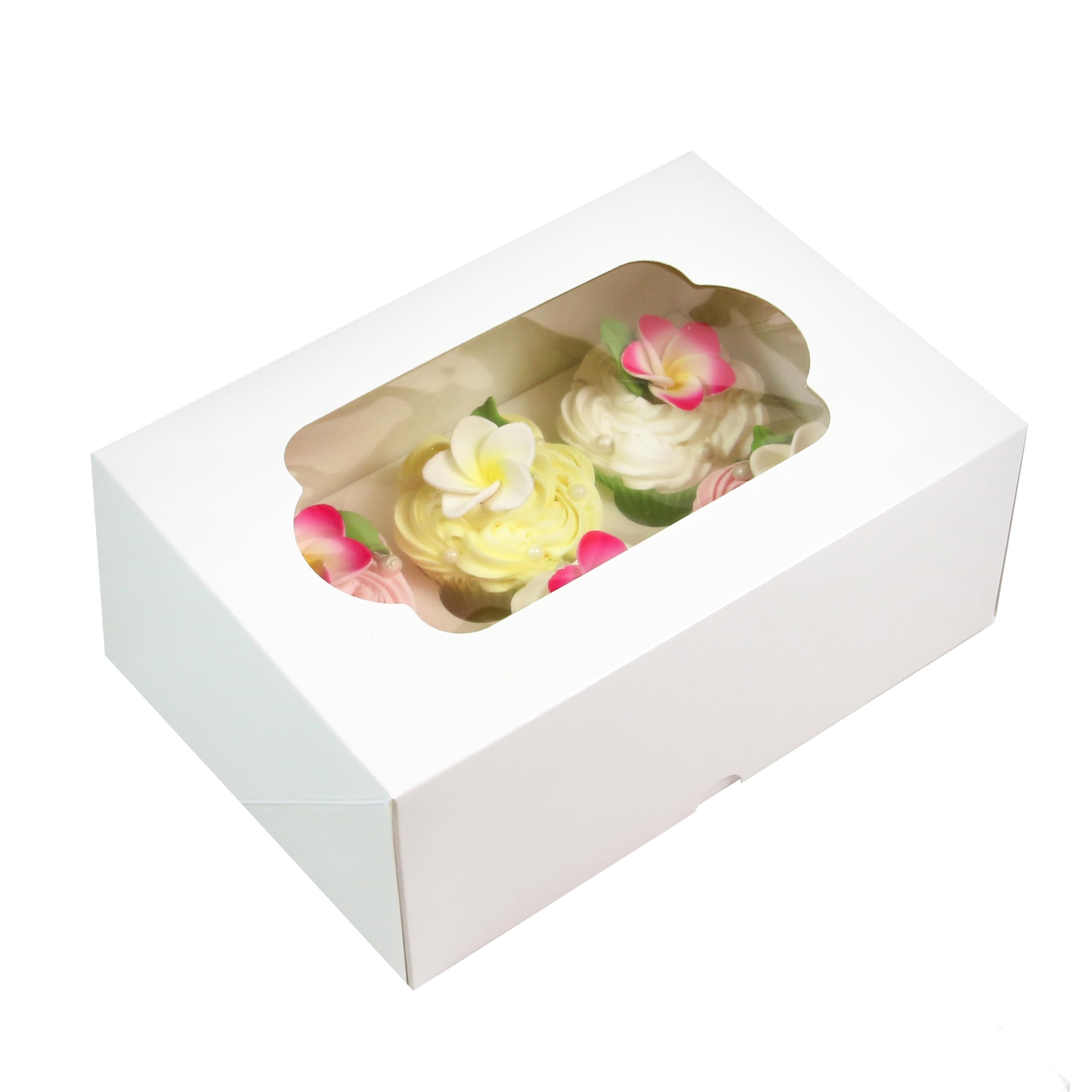 Global Sugar Art Auto-Popup Cupcake Box Muffin Box with Insert and Window, 10 x 7 x 4 Inches