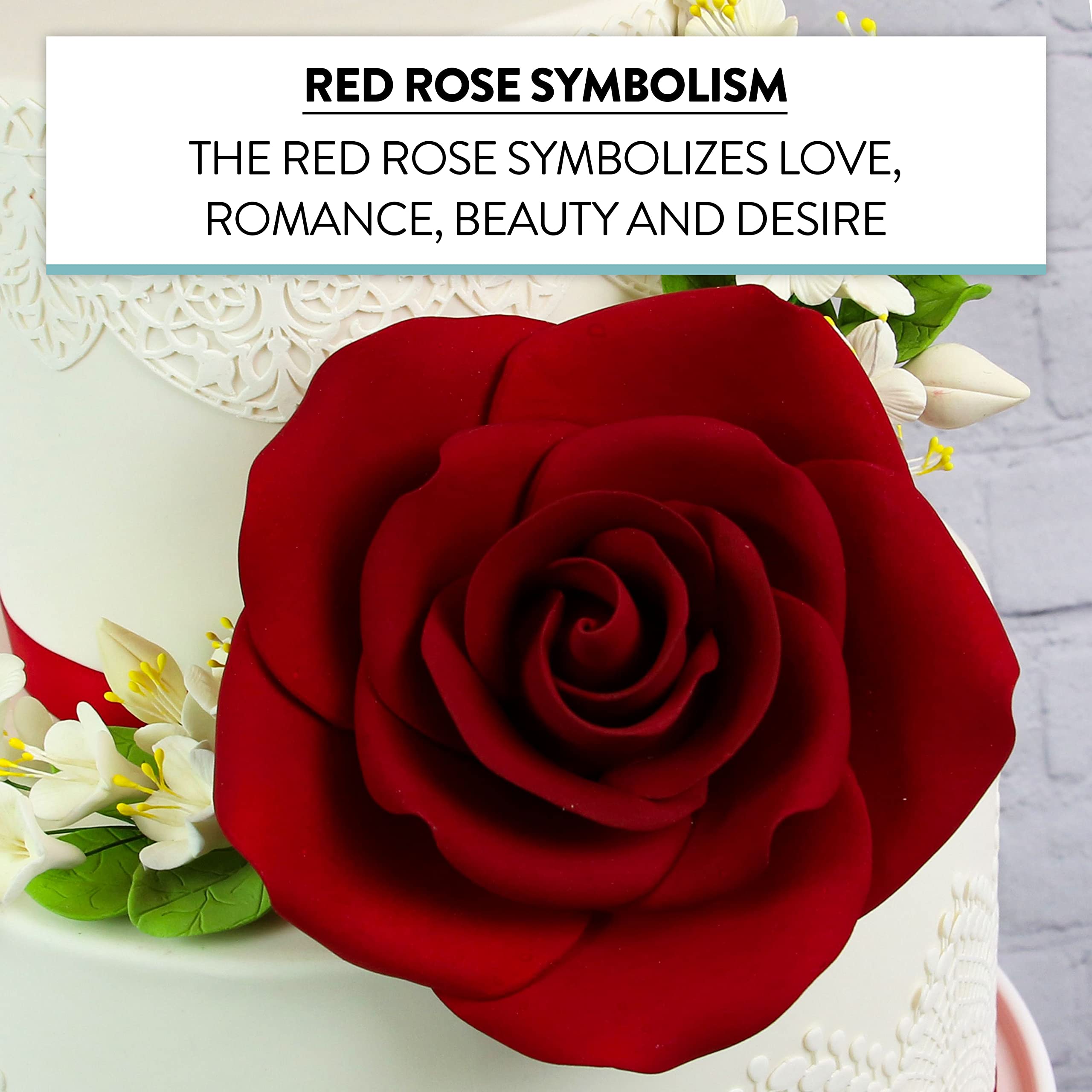 Jumbo Rose Sugar Cake Flowers by Global Sugar Art, Red