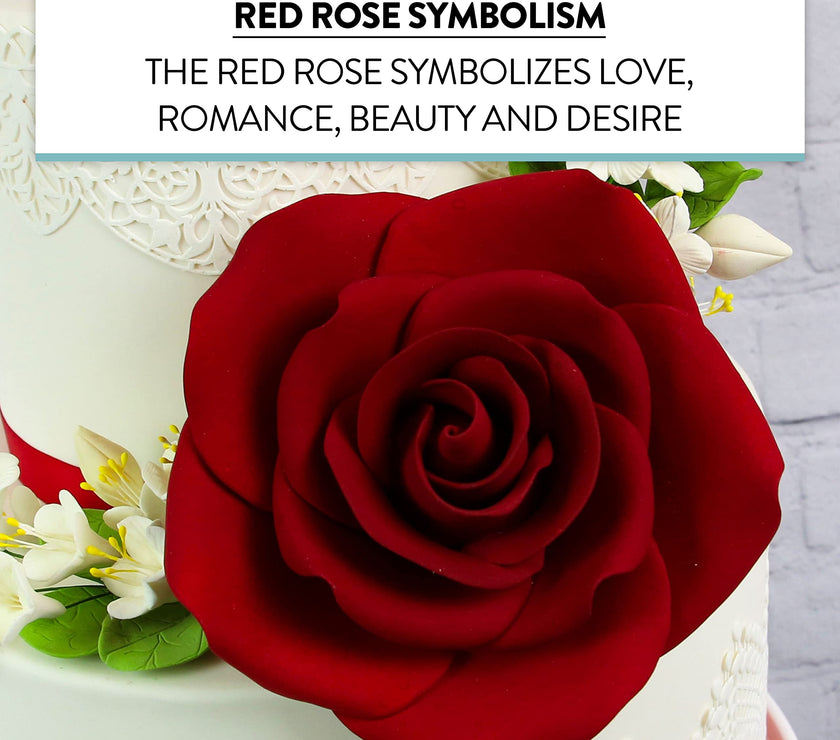 Jumbo Rose Sugar Cake Flowers by Global Sugar Art, Red