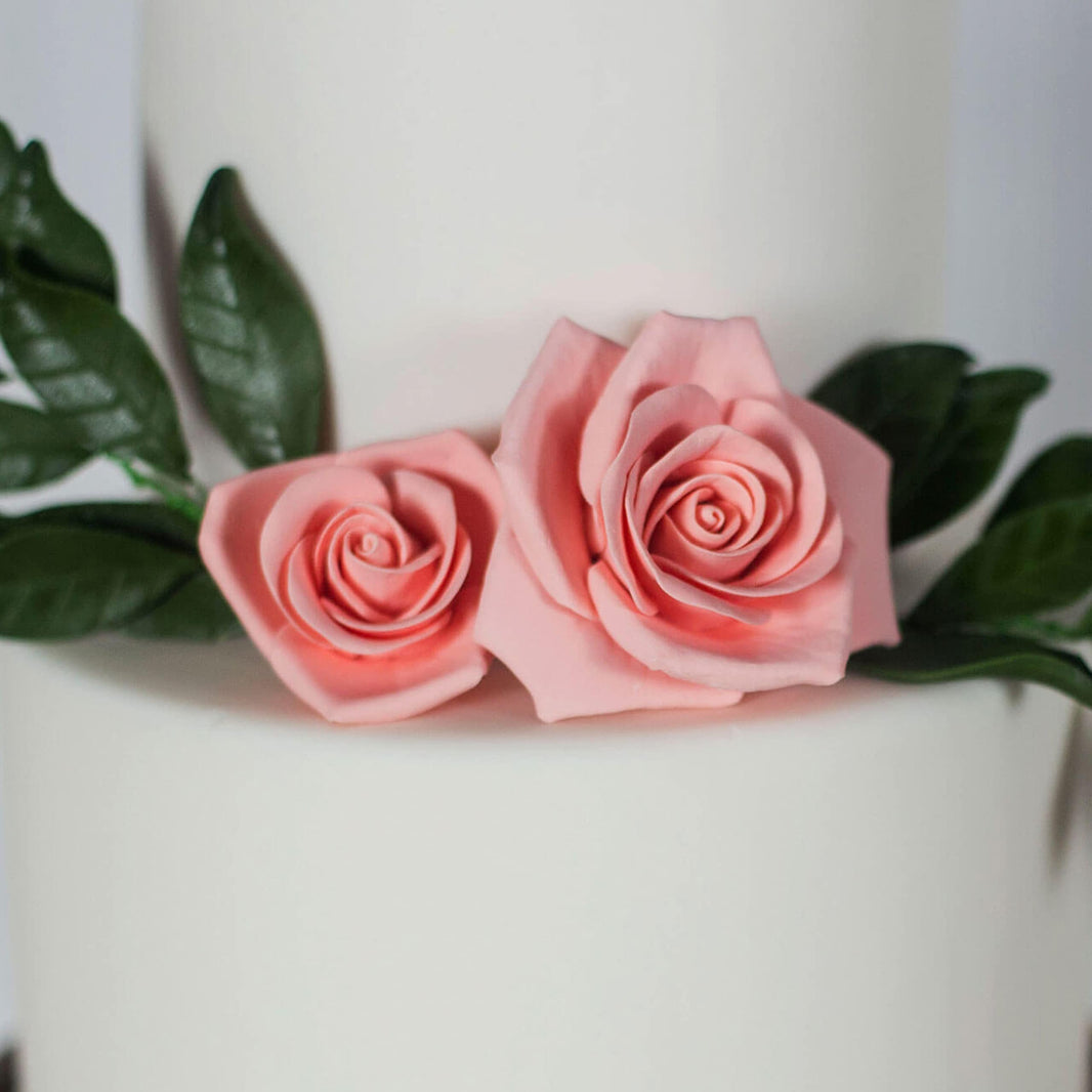 Peace Rose Sugar Flowers with Leaves, Cake Decorating Kit, by Global Sugar Art, Medium, Apricot