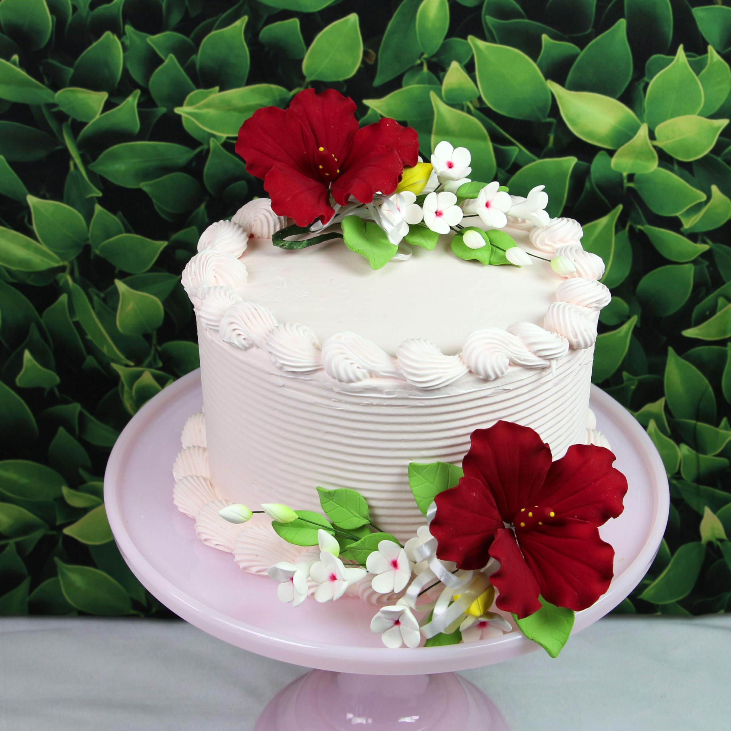Red Hawaiian Cake Flower Hibiscus Sugar Flower Topper by Global Sugar Art