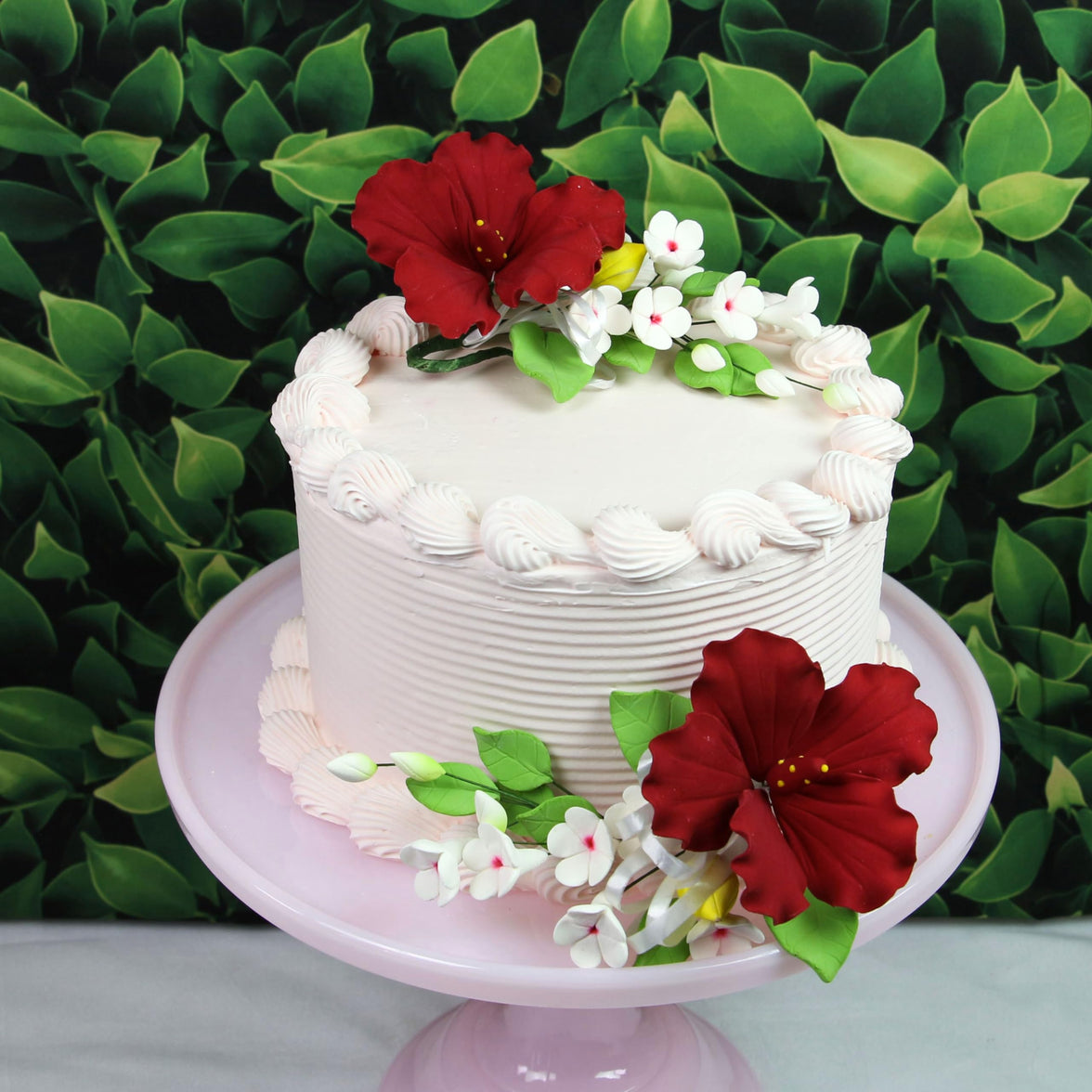 Red Hawaiian Cake Flower Hibiscus Sugar Flower Topper by Global Sugar Art