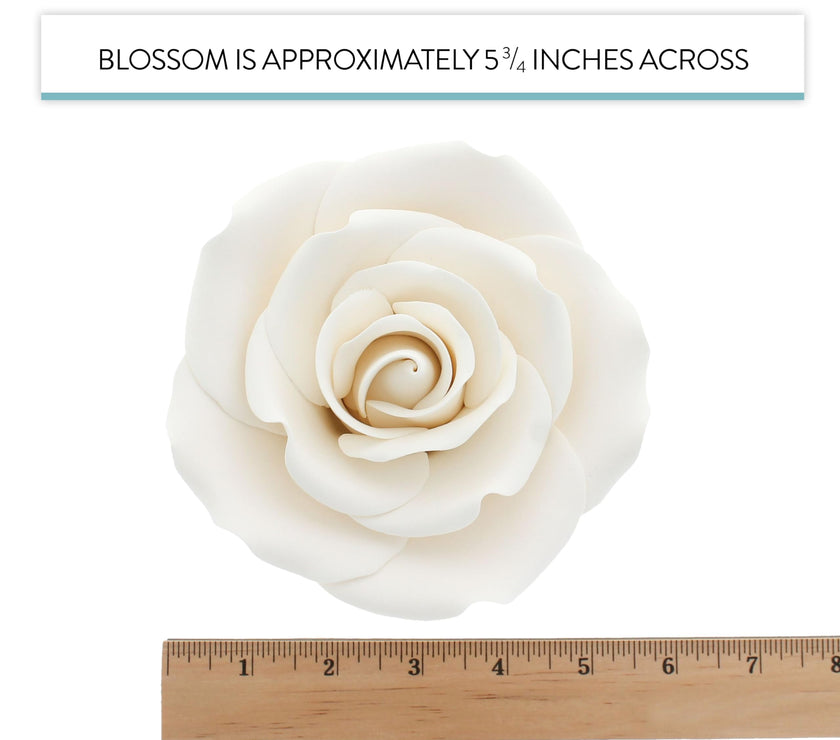 Jumbo Rose Sugar Cake Flowers by Global Sugar Art, White