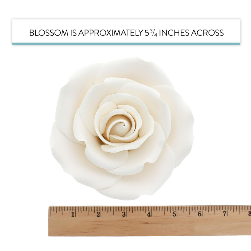 Jumbo Rose Sugar Cake Flowers by Global Sugar Art, White
