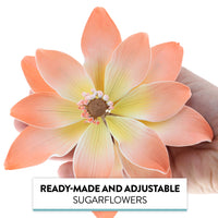 Tranquil Water Flowers, Decorative Sugar Cake Flowers by Global Sugar Art, 3 Count, Peach