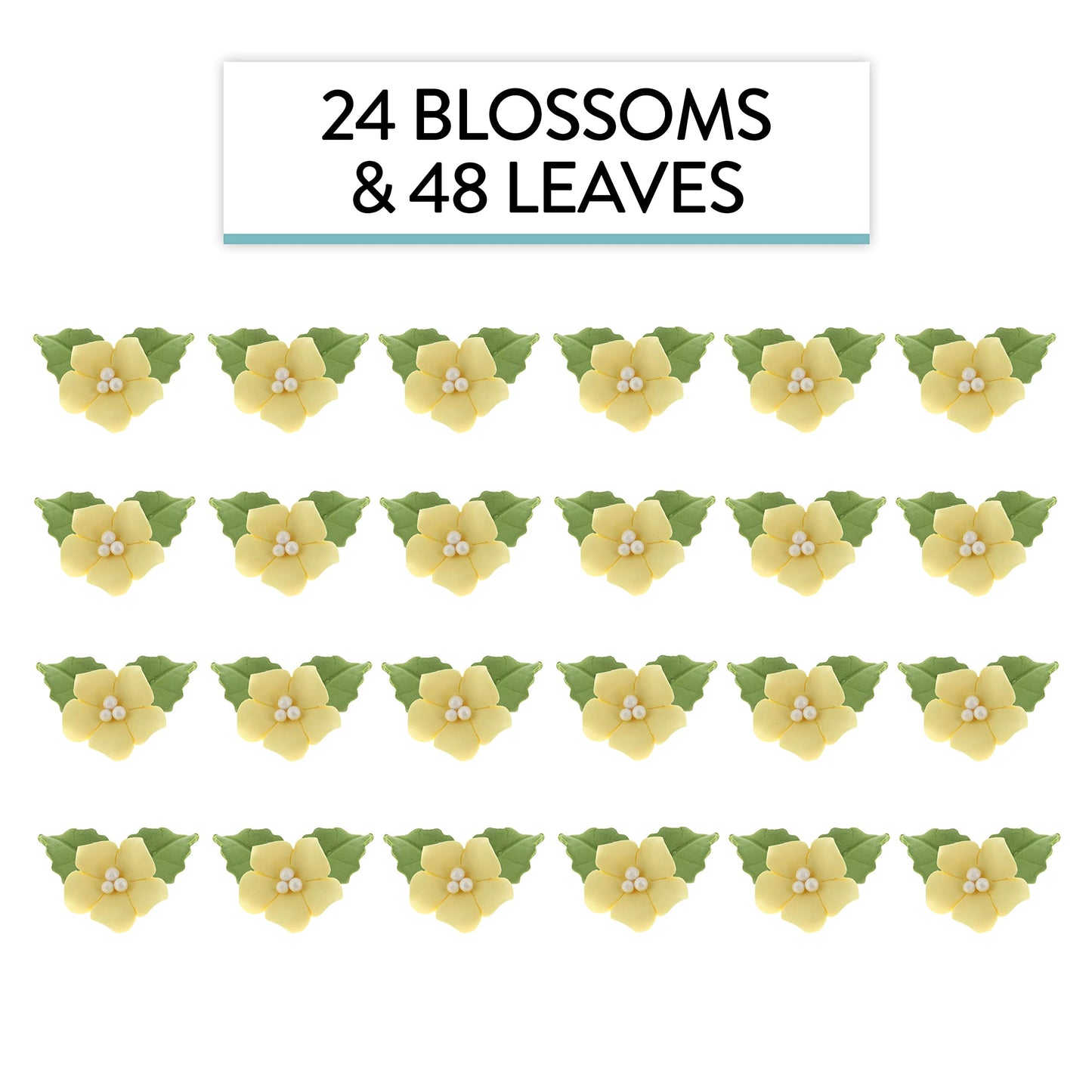 Yellow Flower Blossoms with Leaves Kit, 24 Count