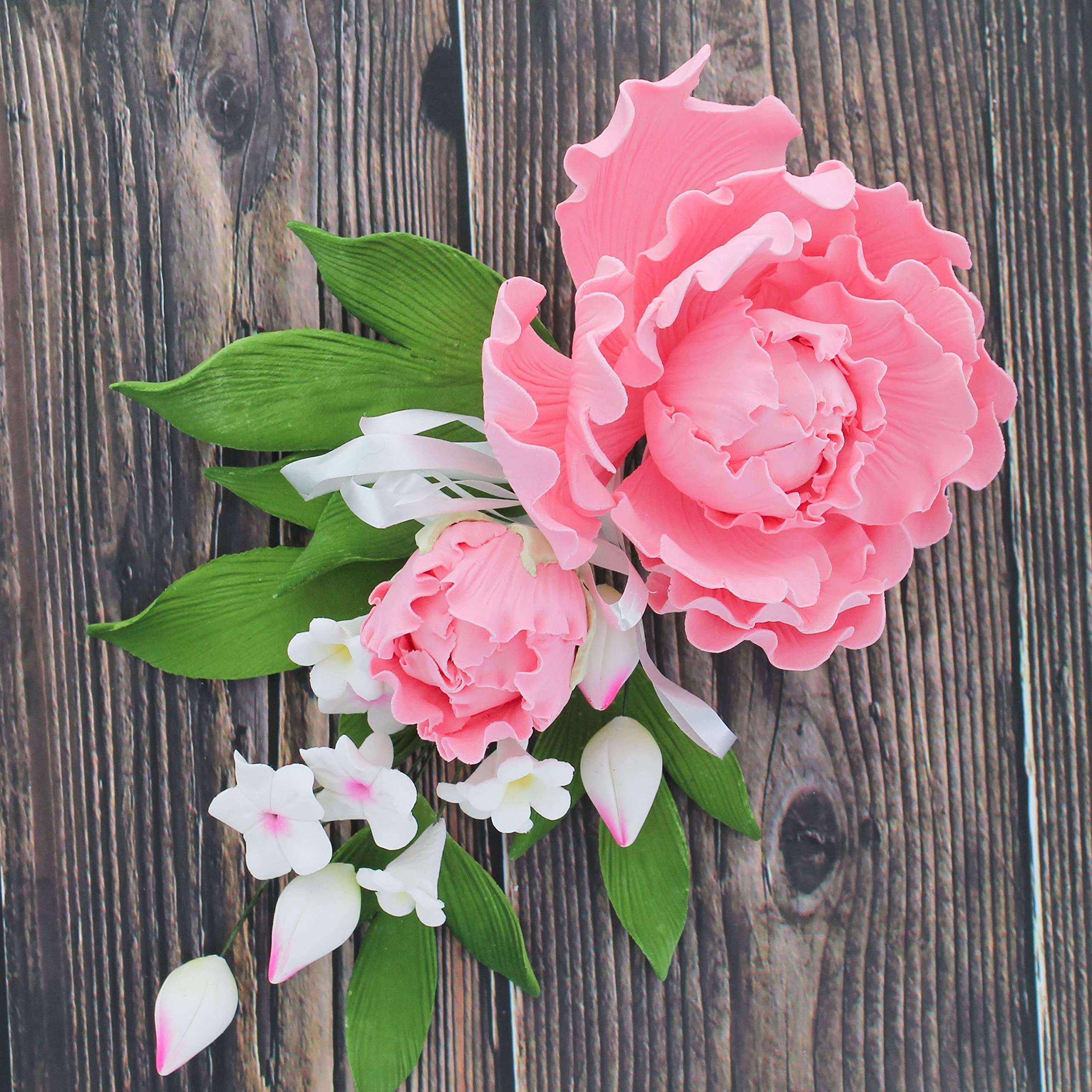 Premium Peony Sprays for Cake Decorating by Global Sugar Art, Pink Closed