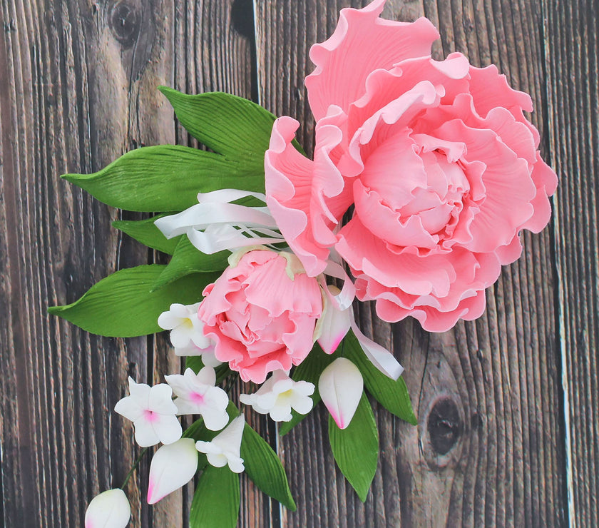 Premium Peony Sprays for Cake Decorating by Global Sugar Art, Pink Closed