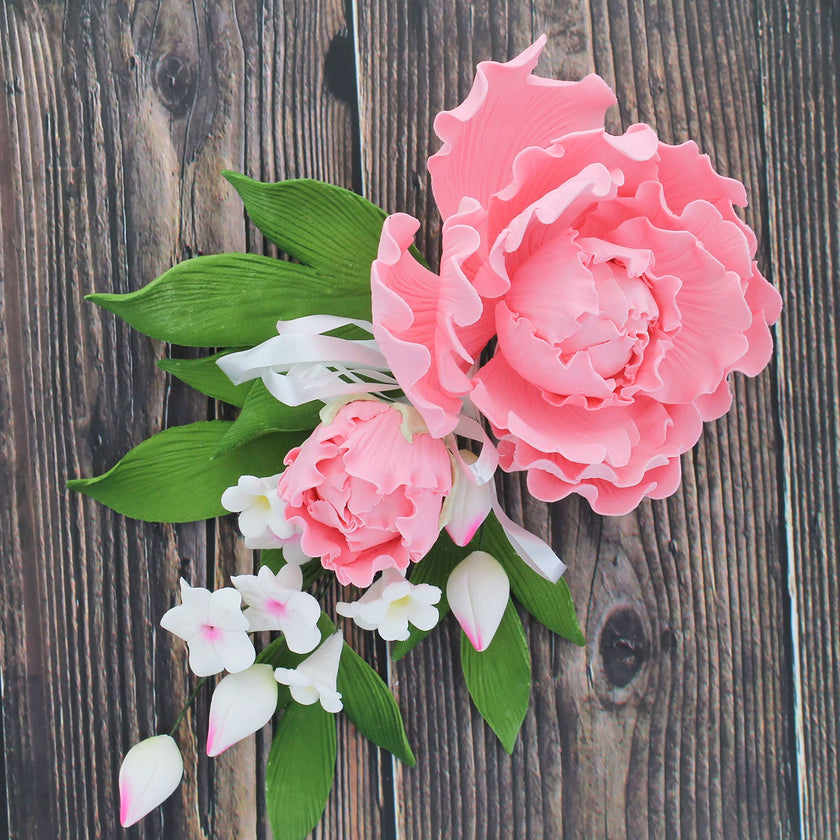 Premium Peony Sprays for Cake Decorating by Global Sugar Art, Pink Closed